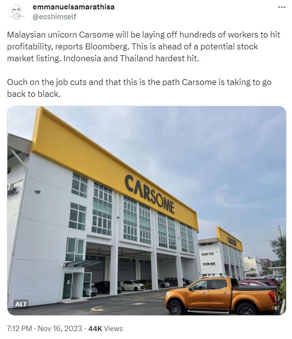 Are layoffs the only way Carsome can be profitable next year?