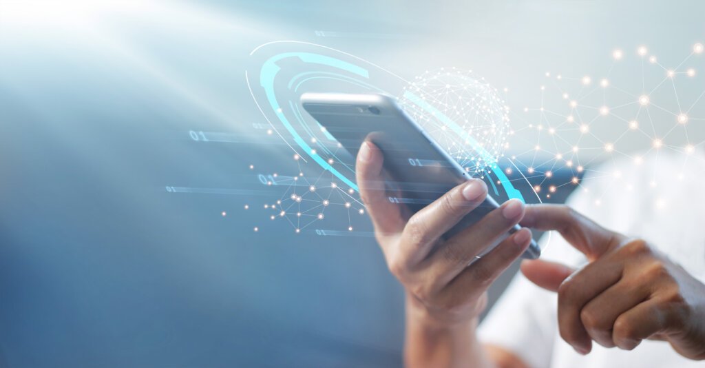 Man using digital bank on his phone.